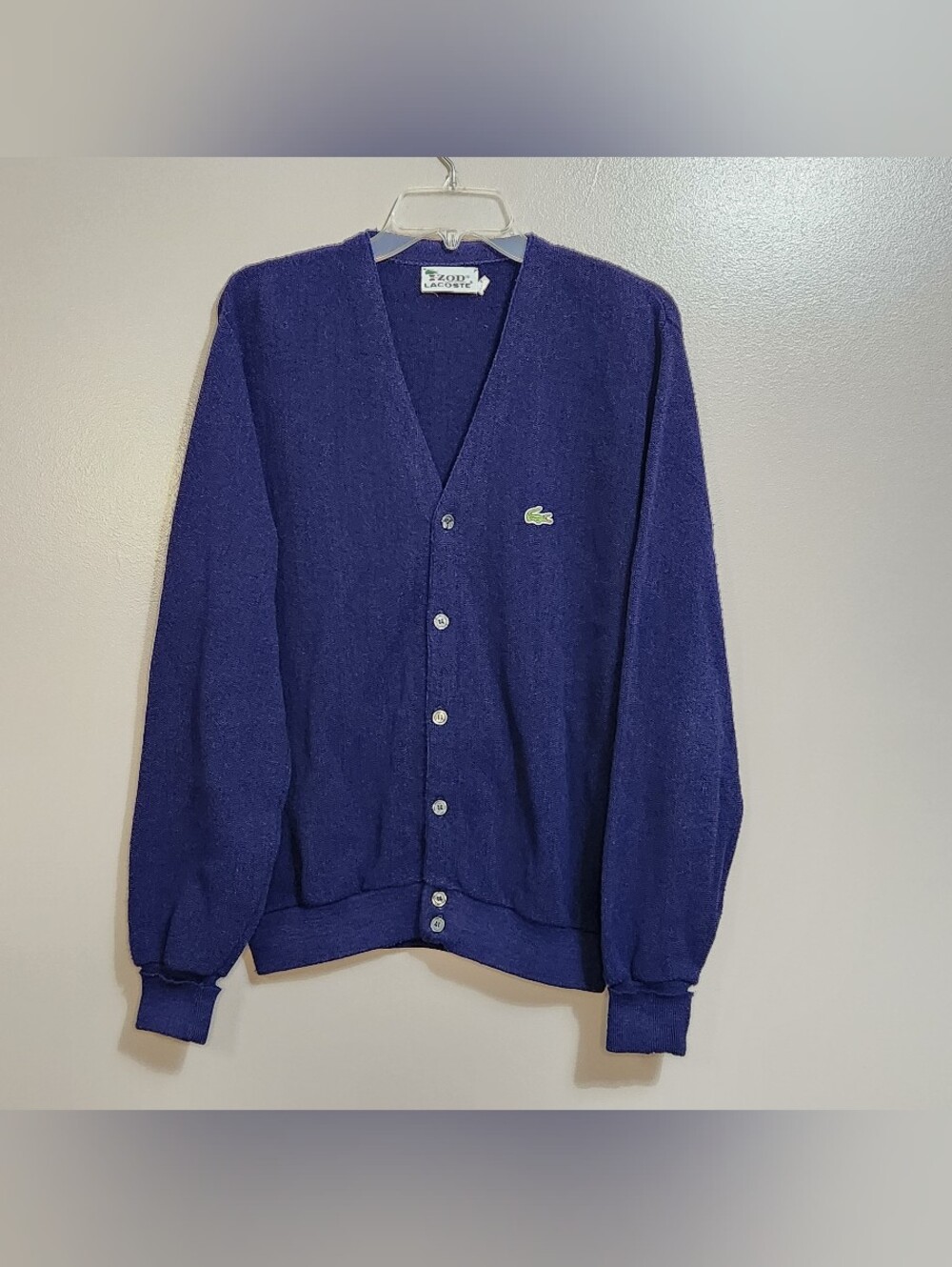 Vintage Izod/Lacoste Men's Navy Blue V-Neck Cardigan Sweater Size Large